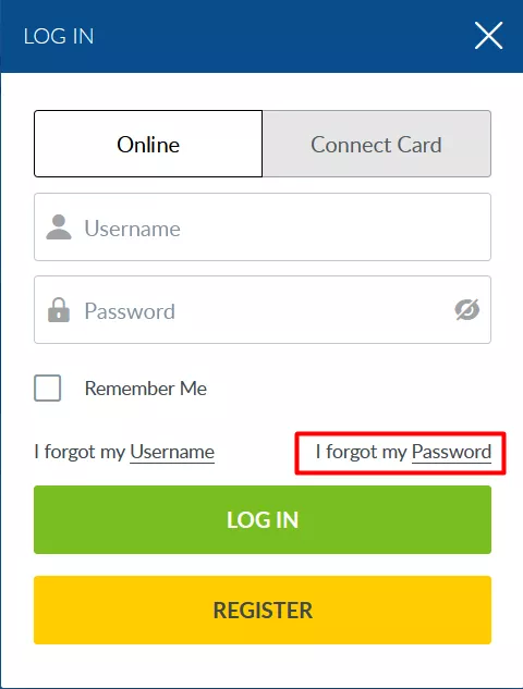 Coral password remind button
